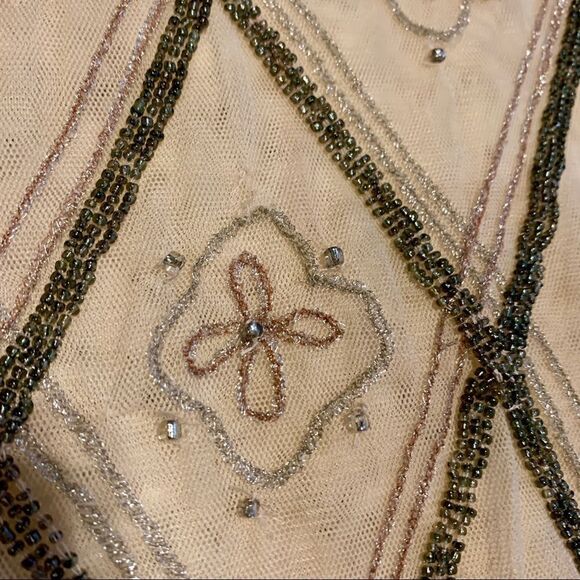 Free People boho intricately beaded embroidered blush sheer top XS TP LOOSE FIT - Picture 9 of 17